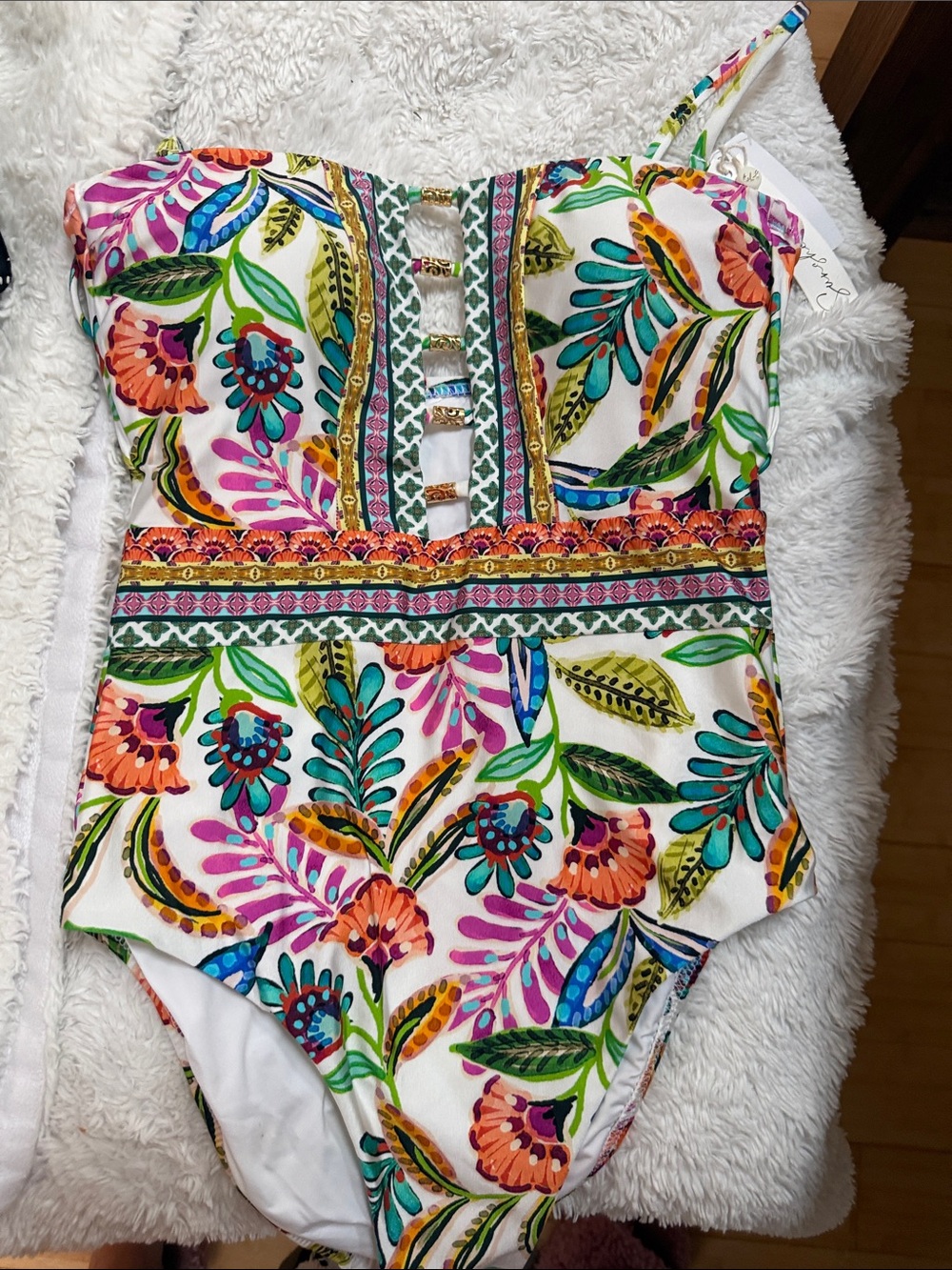 Floral Printed One-Piece Swimsuit - Multicolor
